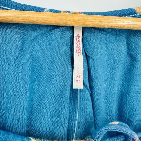 NEW Free People Carmella Mini Dress Blue Floral River Combo Boho Size XS - Picture 15 of 15